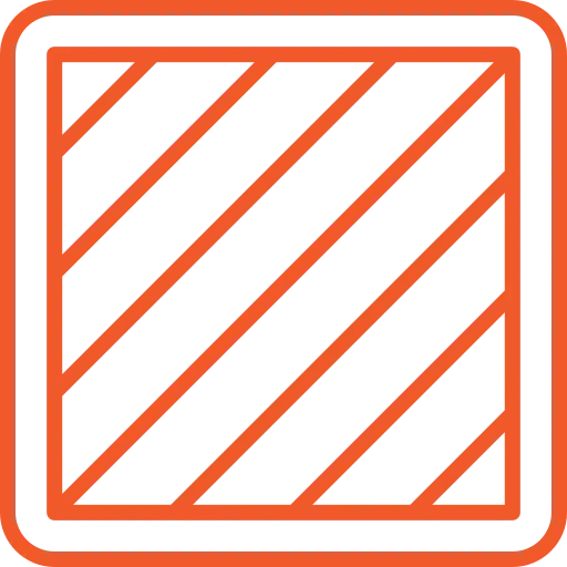floor - Three Rocks Pavers, Inc. A square icon with diagonal stripes and an orange border on a transparent background.