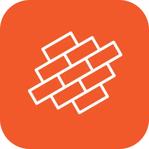 paver 1 - Three Rocks Pavers, Inc. White brick pattern icon on orange background.